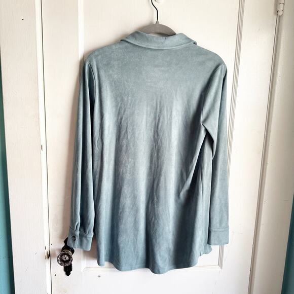 Soft Surroundings Softly Sueded Shirt Tranquil Blue Women’s S Casual Minimalist - Picture 11 of 12